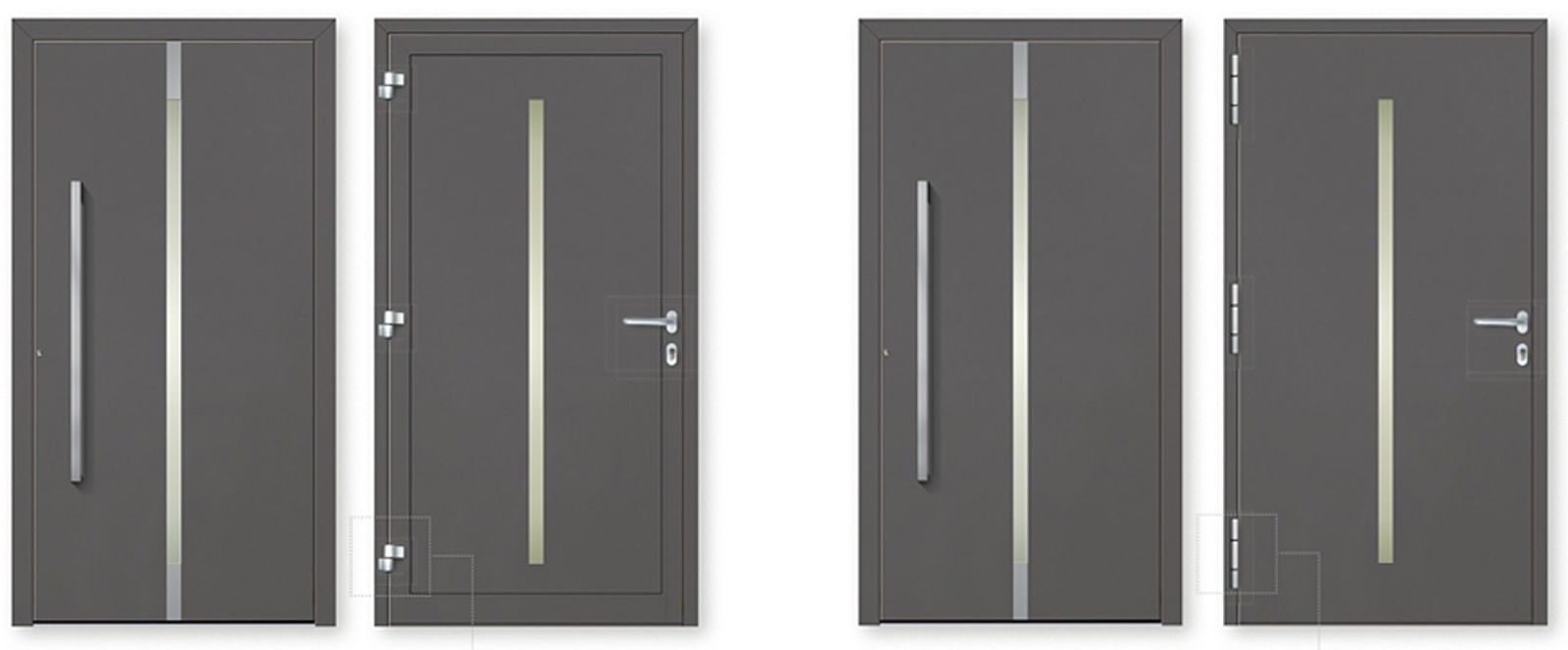 Aluminiumhaustür beidseitig aufgesetztes Blatt
